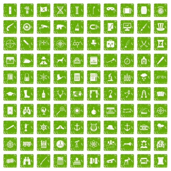 Yeşil grunge 100 dürbün Icons set