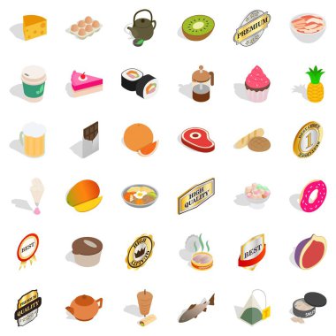 Diyet Icons set, izometrik stili