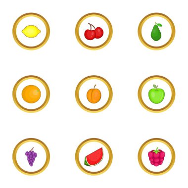 Farklı meyve Icons set, karikatür tarzı
