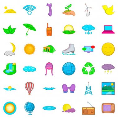 Barbekü Icons set, karikatür tarzı