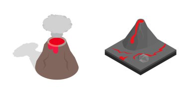 Volkan simge seti, izometrik stili
