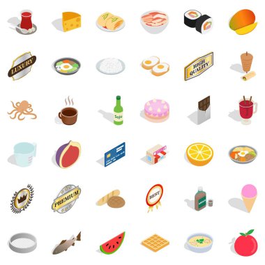 Taze meyve Icons set, izometrik stili