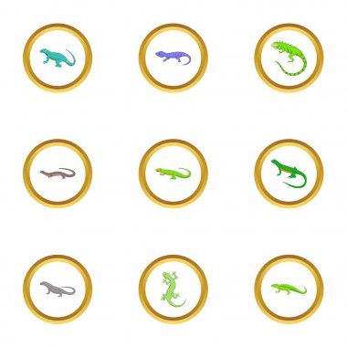 Sürüngen Icons set, karikatür tarzı