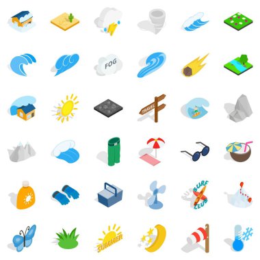 Sörf Icons set, izometrik stili