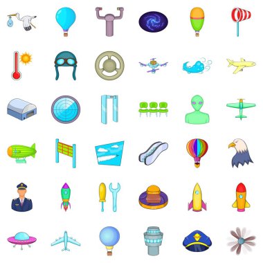 Havacılık Icons set, karikatür tarzı