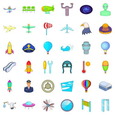 Uçuş Icons set, karikatür tarzı