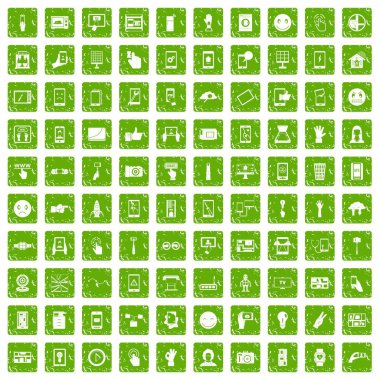 100 dokunmatik ekran simgeleri grunge yeşil ayarla