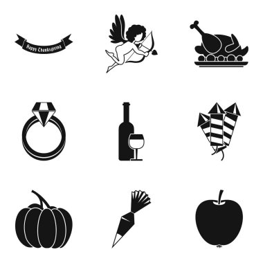 İlişki Icons set, basit tarzı