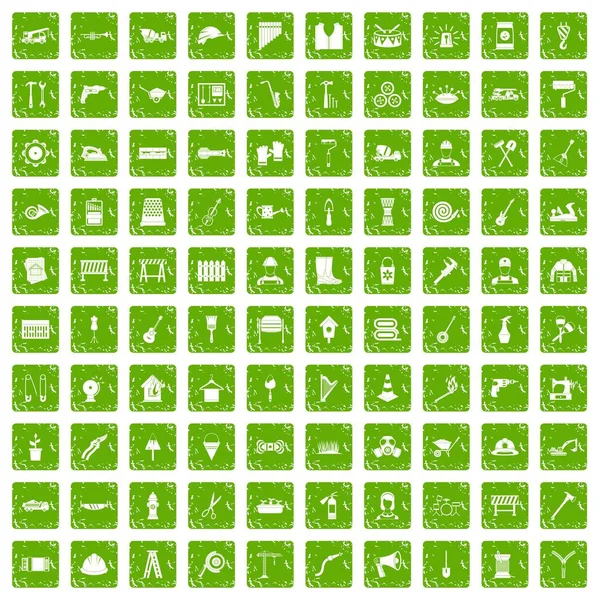 Yeşil grunge 100 araçlar Icons set