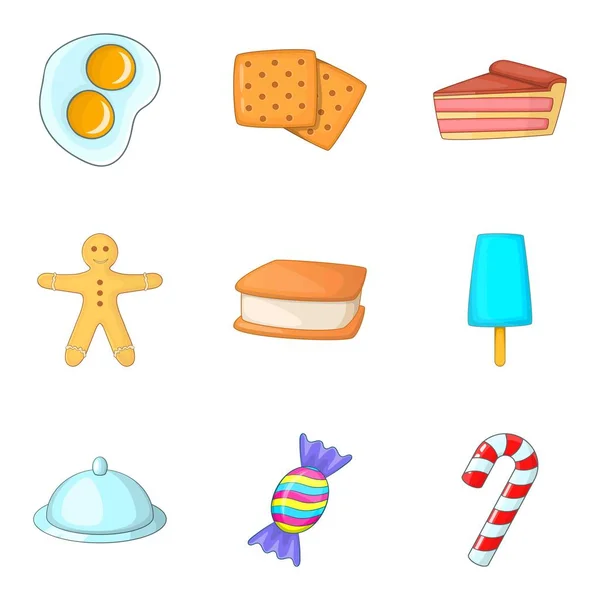 Vakantie voedsel iconen set, cartoon stijl — Stockvector