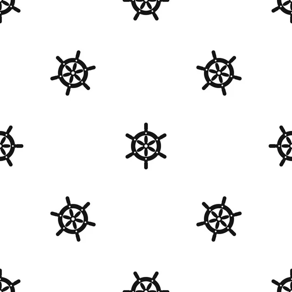 Modèle de roue de navire sans couture noir — Image vectorielle