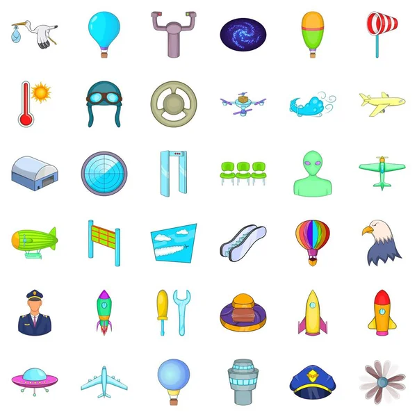 Havacılık Icons set, karikatür tarzı
