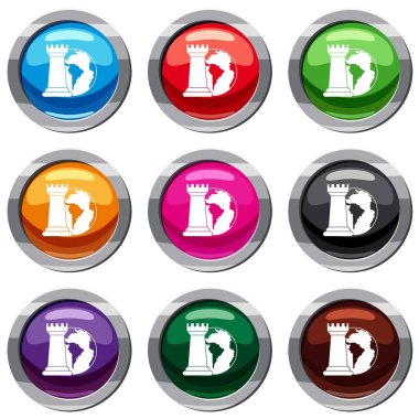 Dünya gezegen ve satranç Kalesi 9 koleksiyonu ayarla