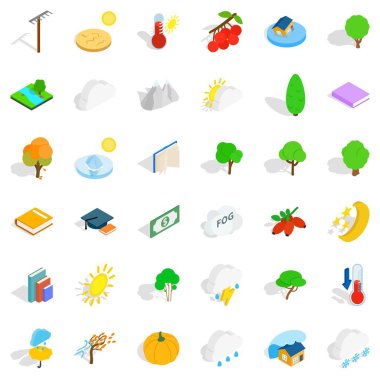 Orman Icons set, izometrik tarzı