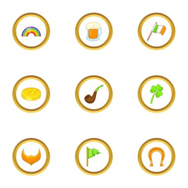 Happy St Patricks Günü simgeler ayarla, tarzı çizgi film