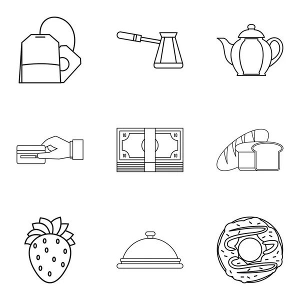 Набор хлебных иконок, стиль контура — стоковый вектор