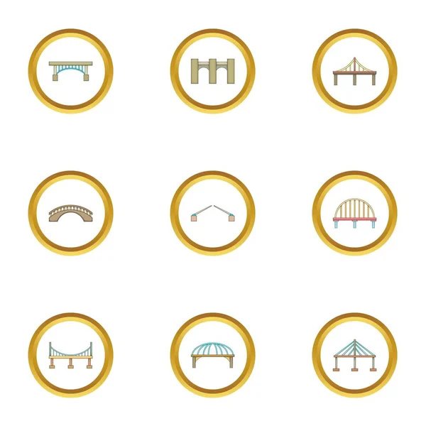 Conjunto de iconos de puente, estilo de dibujos animados — Vector de stock