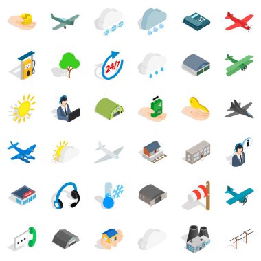 Havacılık Icons set, izometrik stili