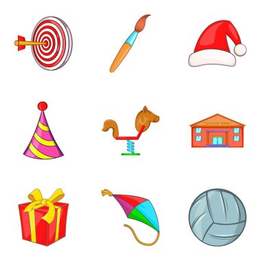 Oyuncak mağaza Icons set, karikatür tarzı