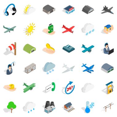 Uçuş Icons set, izometrik stili