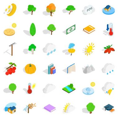 Doğa Icons set, izometrik stili