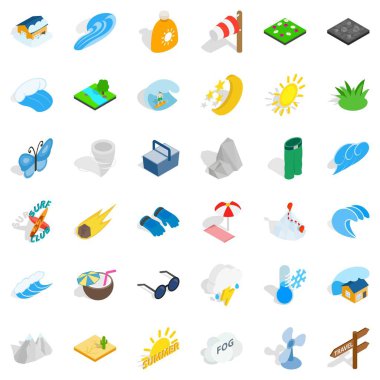 Tatil Icons set, izometrik stili