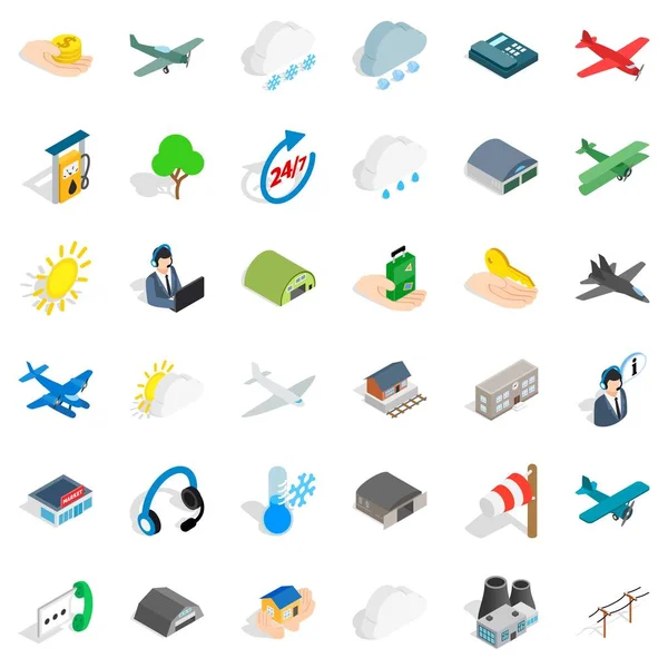 Havacılık Icons set, izometrik stili