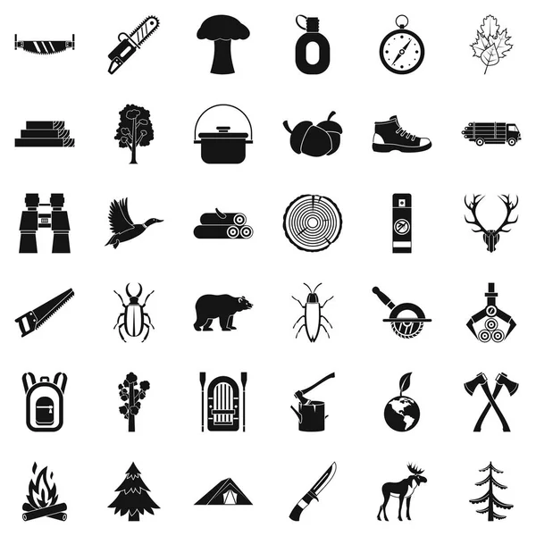 Kamp Icons set, basit tarzı