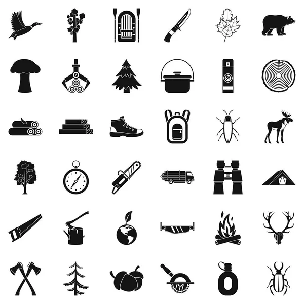 Köknar ağacı Icons set, basit tarzı