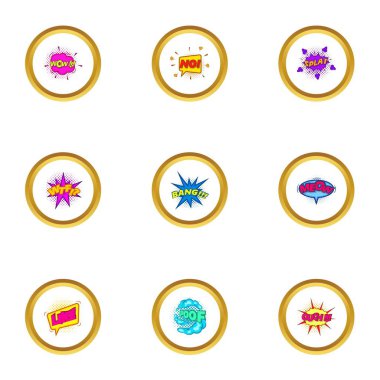 Komik ses Icons set, karikatür tarzı