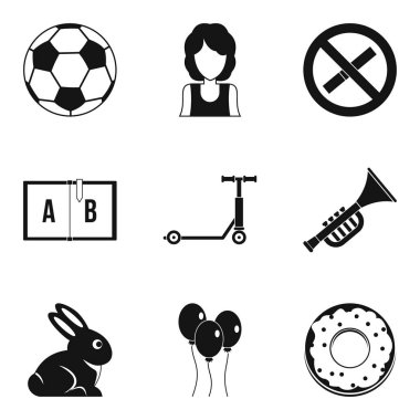Spor Okulu Icons set, basit tarzı