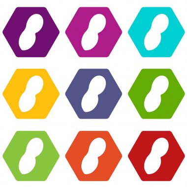 Renk altı yüzlü fıstık Icon set