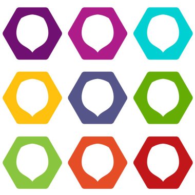 Renk altı yüzlü fındık Icon set