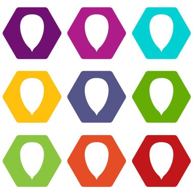 Renk altı yüzlü kayısı tohum Icon set
