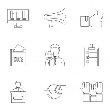 Consulting icons set, outline style clipart
