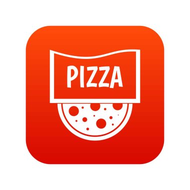 Pizza rozet veya tabela simgesini dijital kırmızı