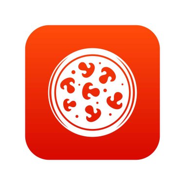 Mantarlı pizza simgesi dijital kırmızı