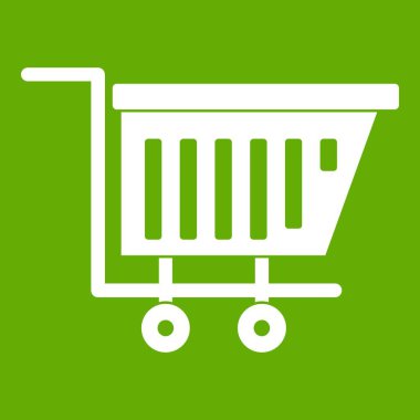 Boş plastik Pazar arabası simgesi yeşil