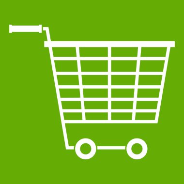 Boş süpermarket arabası plastik simge yeşil işler