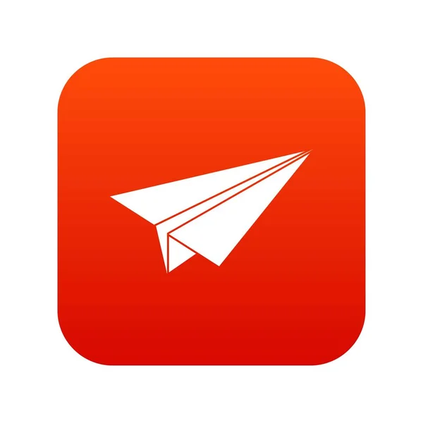 Icono de avión de papel rojo digital — Vector de stock