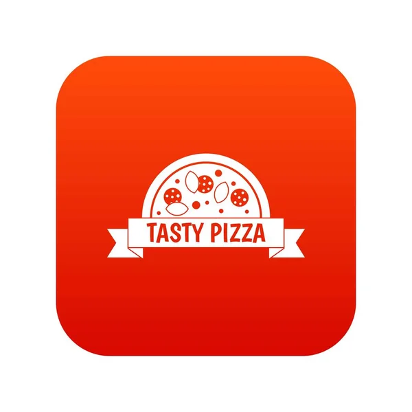 Saboroso ícone sinal de pizza vermelho digital — Vetor de Stock