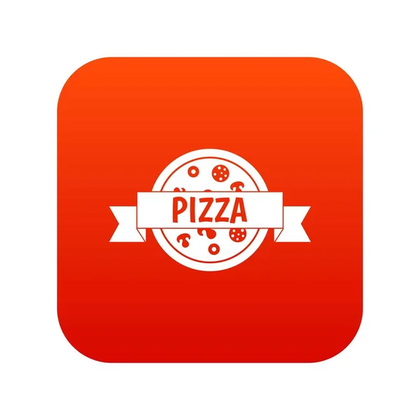 Rótulo de pizza com ícone de fita vermelho digital — Vetor de Stock