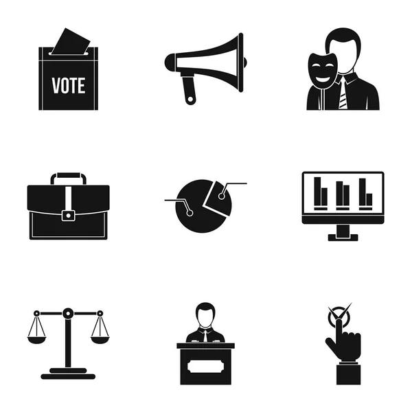 Conjunto de ícones de política, estilo simples — Vetor de Stock