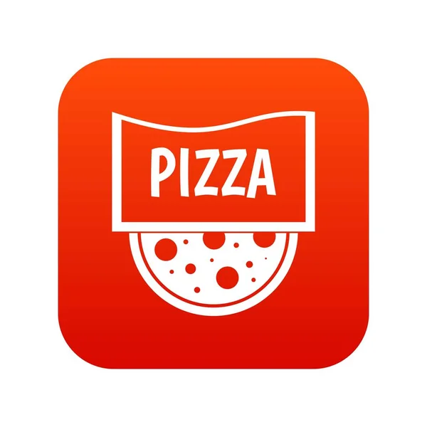 Ikona odznaka lub szyld Pizza cyfrowy czerwony — Wektor stockowy