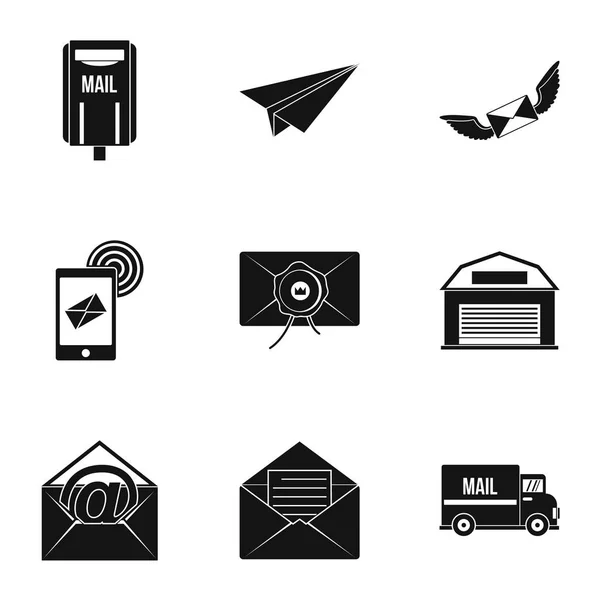 Stuur mail iconen set, eenvoudige stijl — Stockvector