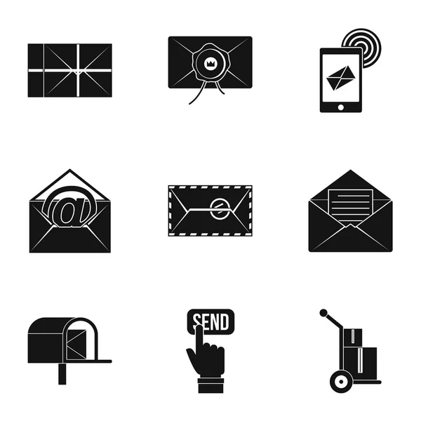 E-mail iconen set, eenvoudige stijl — Stockvector
