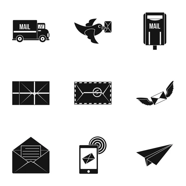 Mail iconen set, eenvoudige stijl — Stockvector