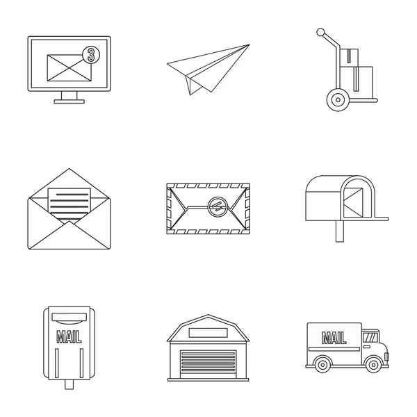 Stuur mail iconen set, Kaderstijl — Stockvector