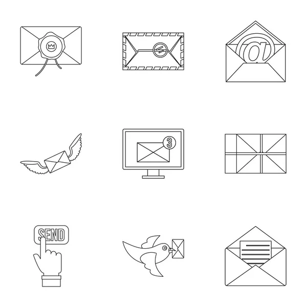 E-mail iconen set, Kaderstijl — Stockvector