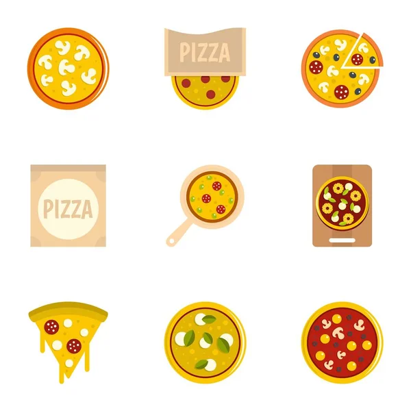 Güzel pizza Icons set, düz stil
